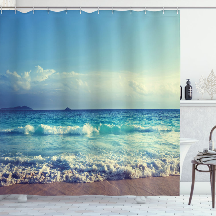 East Urban Home Tropical Island Shower Curtain Set + Hooks Wayfair